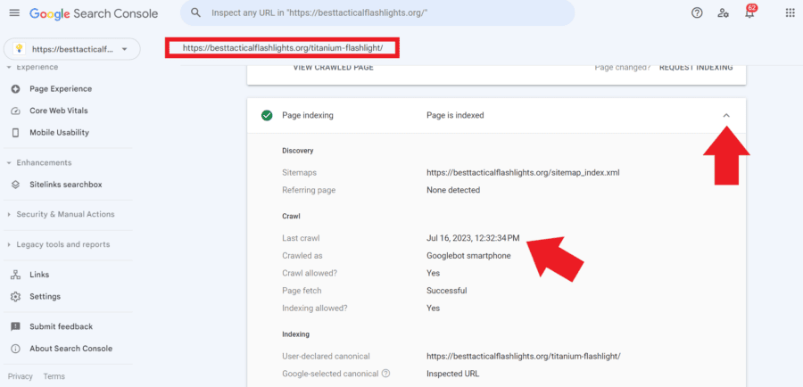 How can I check when Google last crawled my Website