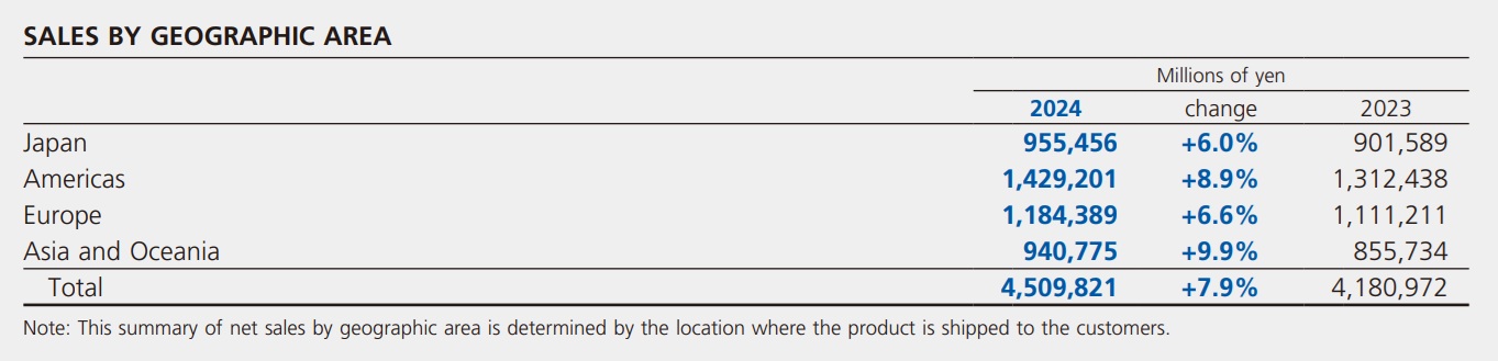 Sales by Geographic Area details